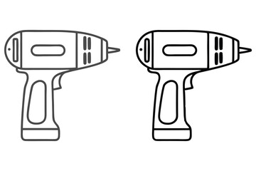 Two simple black outline drill tools are displayed on a white background