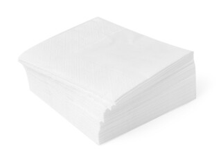 Stack of disposable paper handkerchiefs isolated on white