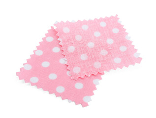 Samples of fabrics with polka dot pattern isolated on white