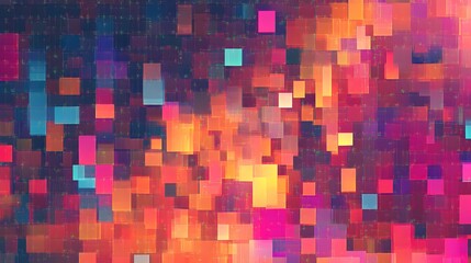 Fototapeta premium Abstract Pixelated Composition: An eye-catching and colorful artistic composition using pixel-style squares, offering a versatile backdrop for digital design.