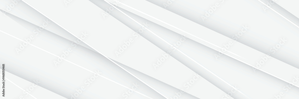 Poster 3d white geometric abstract background overlap layer on bright space with polygon lines shape decora