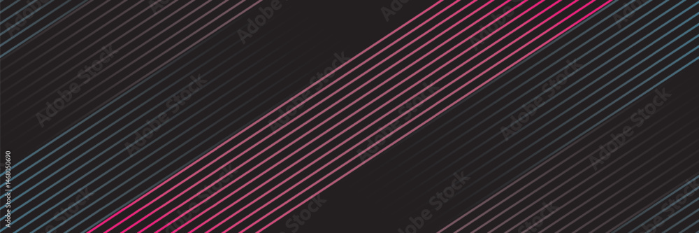 Poster 3d red blue lines techno abstract background overlap layer on dark space with rounded shape decorati