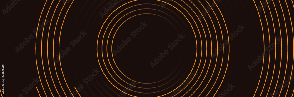 Aufkleber 3d brown lines techno abstract background overlap layer on dark space with circles shapes effect dec