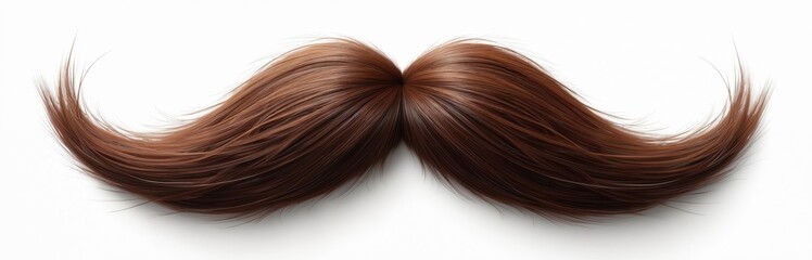 Fototapeta premium Isolated brown moustache illustration on white background. The fluffy, full, well-groomed whisker, mustache. Barber shop, men fashion, grooming, beard. Vintage style, retro design, hipster culture.