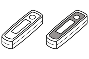 Two isometric pulse oximeter shapes show variations in fill color on a transparent background