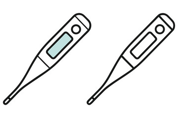 Two clinical thermometers show medical checkup equipment on a white transparent background