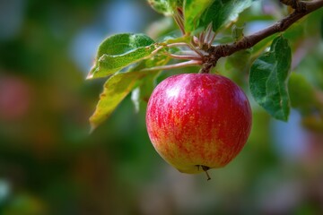 Ripe red  hanging from a branch.