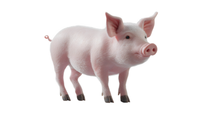 Chubby Pink Pig isolated on a transparent background