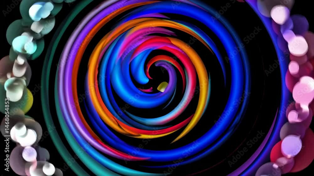 Poster colorful spiral design showcasing vibrant patterns and dynamic movement in digital art