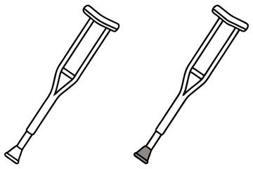 A pair of contoured forearm crutches is displayed against white space, one with gray detail