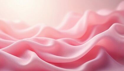 Fototapeta premium Abstract illustration featuring soft flowing pink fabric waves. Gentle, smooth, delicate texture creates dreamy elegant atmosphere. Perfect design for fashion, beauty, wedding background. Pastel