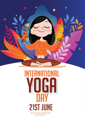 International Yoga day 21 June web banner EPS10 vector. Meditation Practice Yoga Colorful Fitness Concept. Vector illustration