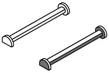 Two minimalist rods show contrasting monochrome filling against a transparent backdrop