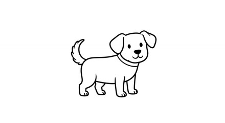 Cute puppy line drawing illustration