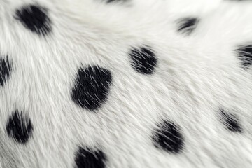 Dalmatian fur showcasing a beautiful pattern of black spots on a white background captured in stunning detail