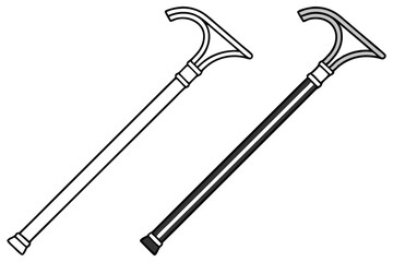 Two canes are presented, one featuring a monochrome outline and gray fill