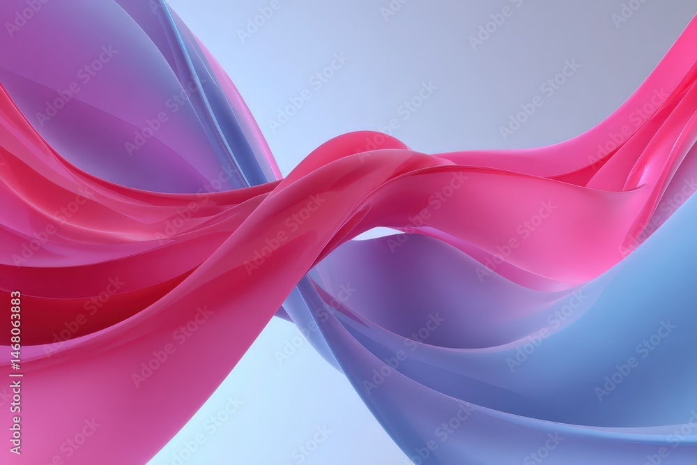Poster abstract background of flowing rose and periwinkle fabric waves, creating a dynamic texture for use 