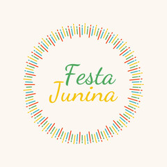 Minimalist Festa Junina design with a colorful circular pattern. Modern festive illustration.

