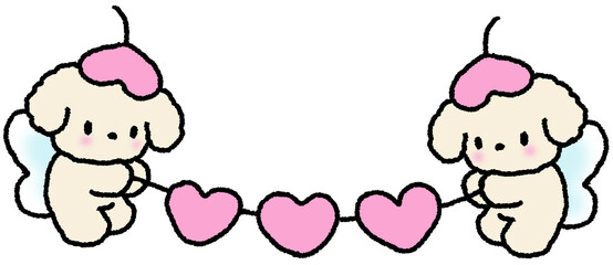 강아지 하트 가랜드 손그림 일러스트 © titi.drawing