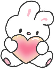 토끼 하트 손그림 스티커 © titi.drawing
