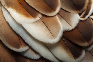 Texture of feathers reveals nature's artistry in a close-up look at a bird's wing during the golden hour of the afternoon