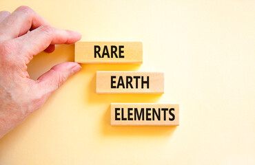 Rare earth elements symbol. Concept words Rare earth elements on beautiful wooden block....