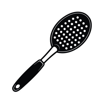 black slotted spoon kitchen utensil clip art preview
