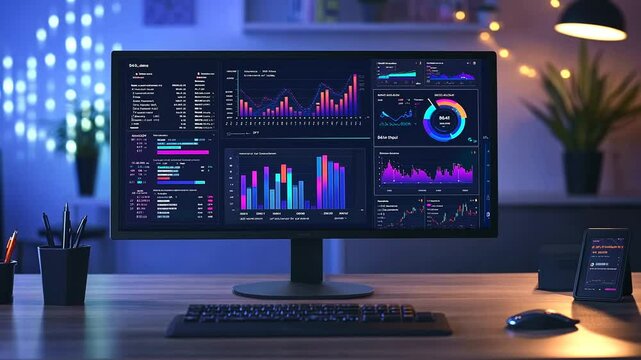 Modern business dashboard on a computer screen