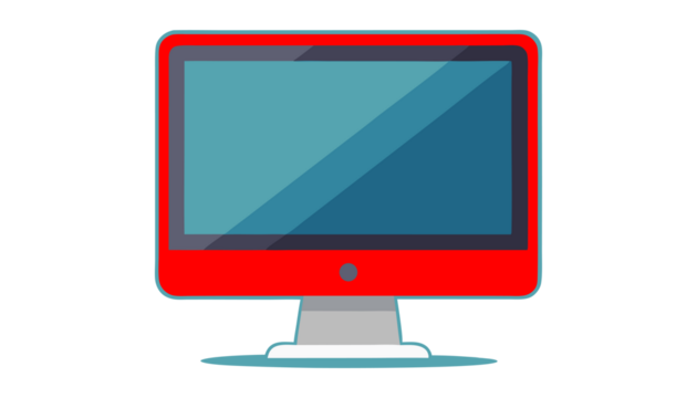 Layout of a computer monitor with the screen off. Realistic template. Isolated on a white or transparent PNG background