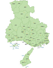 兵庫県　地図　黄緑　斑点　イラスト