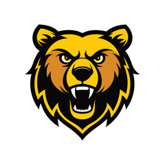 angry grizzly bear head vector art silhouette