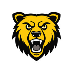 angry grizzly bear head vector art silhouette