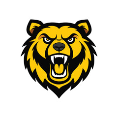 angry grizzly bear head vector art silhouette