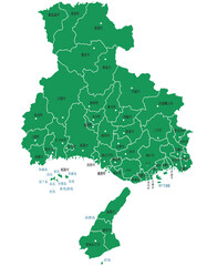 兵庫県　地図　グリーン　斑点　イラスト
