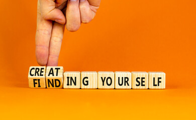 Finding or creating yourself symbol. Concept words Finding yourself or Creating yourself on...
