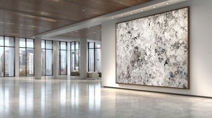 Obraz premium Modern Art Display in Spacious Gallery with Large Window Views