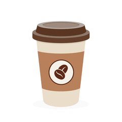 Coffee cup flat vector illustration. Cartoon flat vector illustration on white isolated background