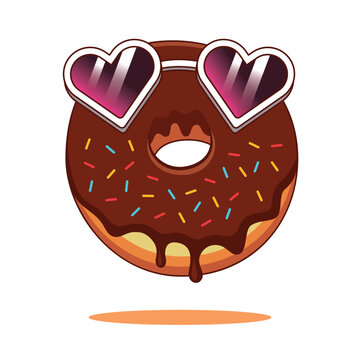 Donut character with heart shape glasses