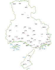 兵庫県　地図　白　斑点　イラスト
