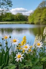 Fototapeta premium summer landscape with flowers