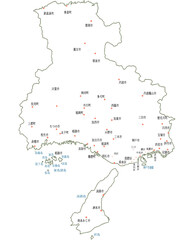 兵庫県　地図　白　斑点　イラスト