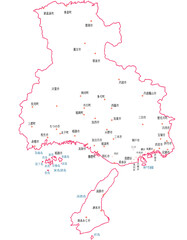兵庫県　地図　白　斑点　イラスト