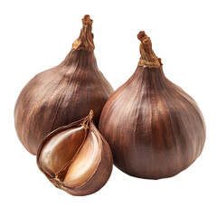 Obraz premium Black garlic bulbs cloves healthy food ingredient