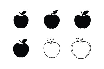 apple icon set vector line art silhouette