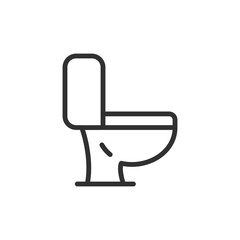 Toilet bowl, linear icon. Sanitary fixture for bathroom use. Line with editable stroke.