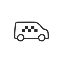Taxi van, linear icon. Ground transport, ride service, or urban mobility. Line with editable stroke.