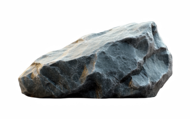 Large grey stone rock isolated on 3d art dark rough model solid heavy on transparent background