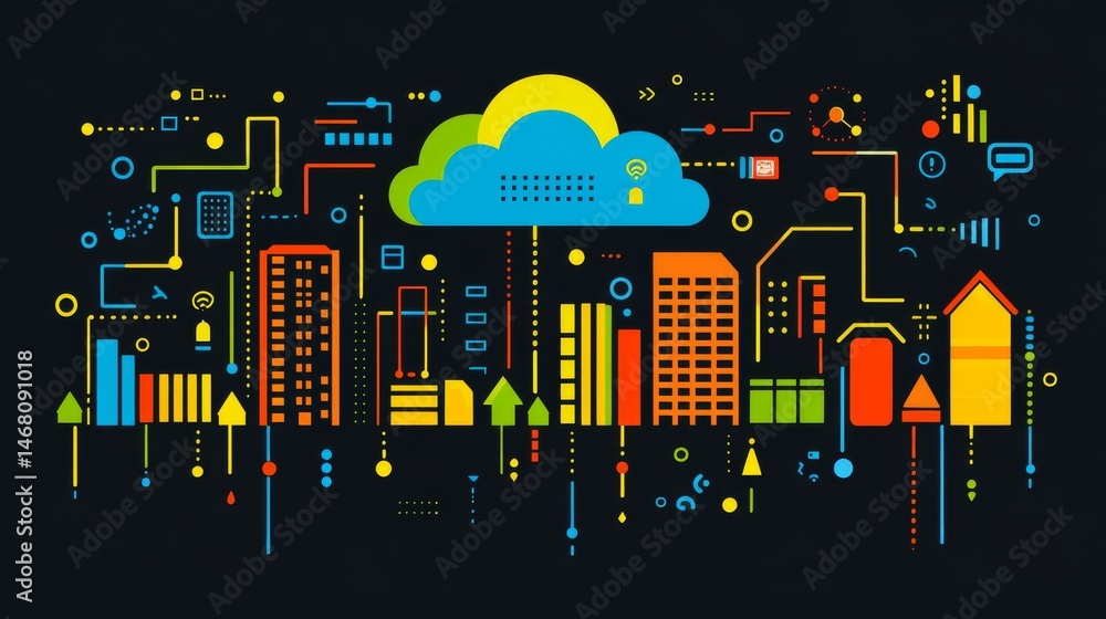 Poster cybersecurity data protection is a key aspect of cloud and edge computing technology concepts, depic