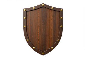 Wooden shield isolated on white background