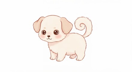 Naklejka premium Cute beige cartoon dog illustration